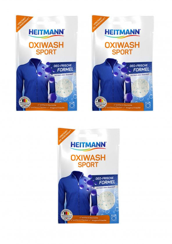 OxiWash Sport, Spor ve Fonksiyonel Kıyafetler için Leke Çıkarıcı Hijyen Sağlayıcı Toz 50 g x 3 Adet