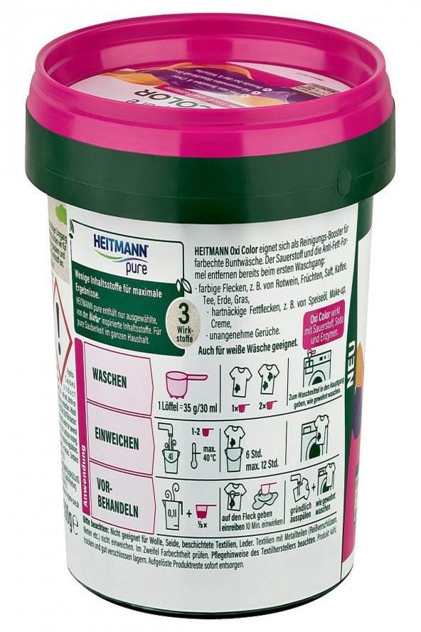 Pure Renkli Çamaşırlar İçin Oxi Güçlü Deterjan 500g - 3