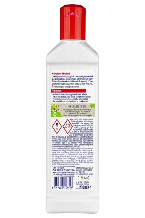 Cam , Seramik , Inox Ocak Temizleyi , Yağ ve Kireç Çözücü 250 ml X 6 Adet - 4