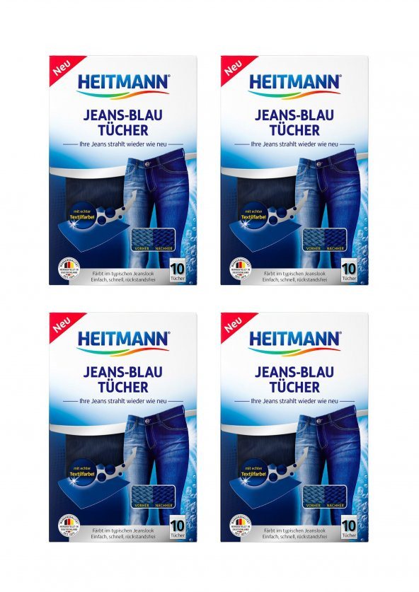 HEITMANN Blue Jean Renk Canlandırma Ve Kot Boyama Mendili 10lu X 4 Paket