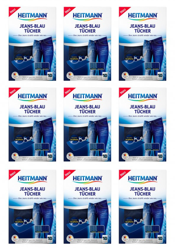 HEITMANN Blue Jean Renk Canlandırma Ve Kot Boyama Mendili 10lu X 9 Paket