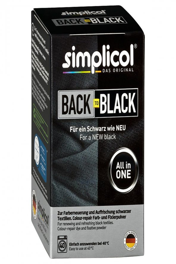 Simplicol Toz Siyah Tekstil Kumaş Boyası ve Renk Tazeleme Canlandırma Kot Canvas Keten T-Shirt 400 gr