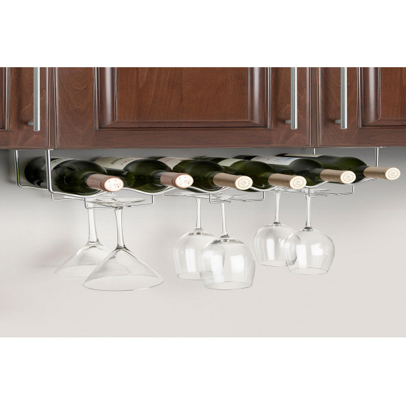 980077-001 DOLAP ALTI ŞARAPLIK VE BARDAKLIK 54x11x18cm