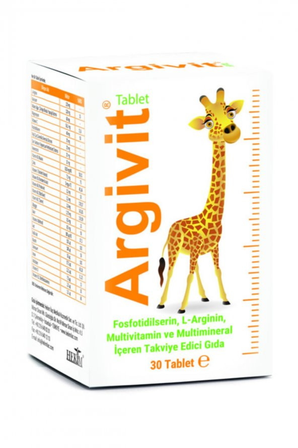 Argıvıt Fosfotıdılserın, L-argının, Multıvıtamın Ve Multımıneral Iceren Takvıye Edıcı Gıda 30 Tablet 8680618036701