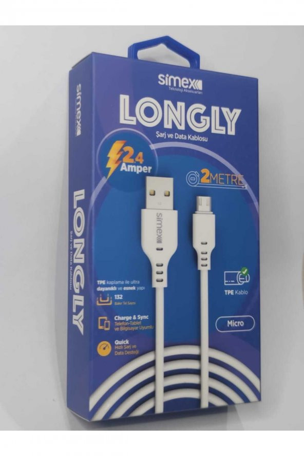 Longly 2.4 Amper 2 Metre Micro Şarz Ve Data Kablosu - 2