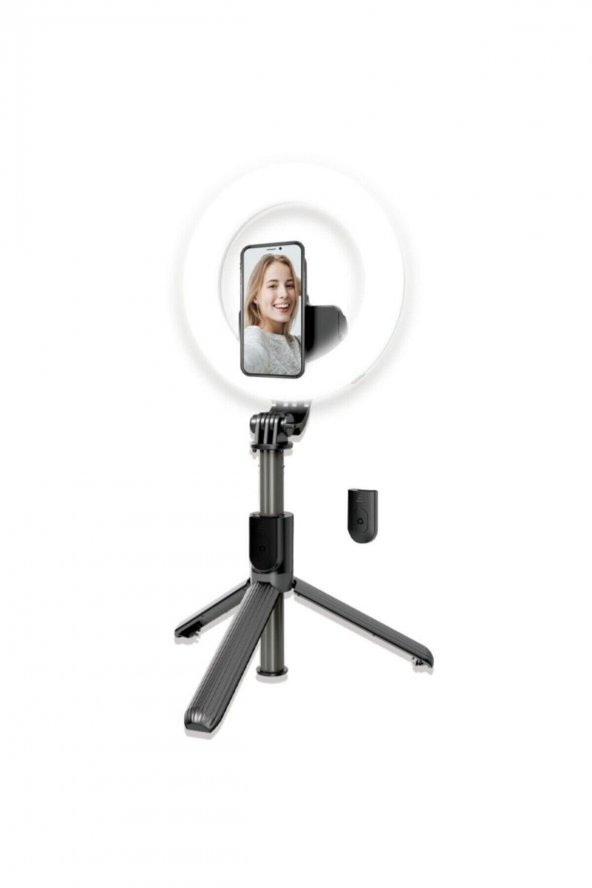 Siyah Bluetoothlu Tripodlu Led Lambalı Selfie Sopası Plbs-01 Storm-x - 5