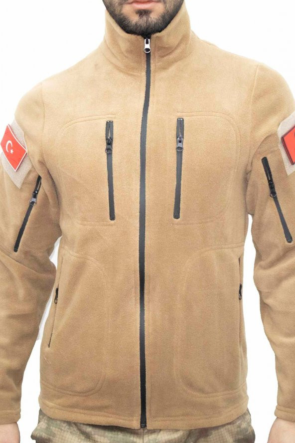 Bej Askeri Taktik Polar Mont - Hırka - 3