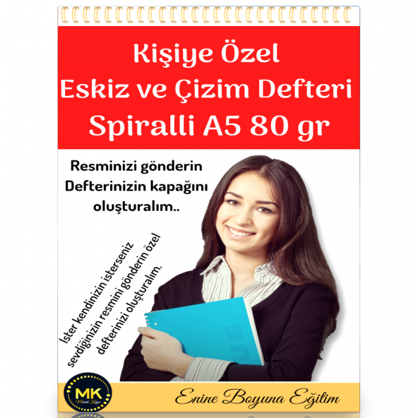 Sizin Resminizin Olduğu Eskiz ve Çizim Defter Spiralli 100 Sayfa A5 80 gr