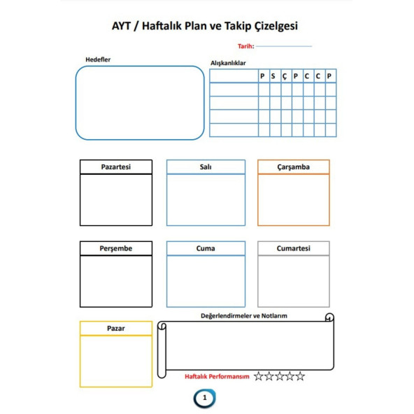 AYT Planlı Ders Çalışma Defteri (200 Sayfa) - 2