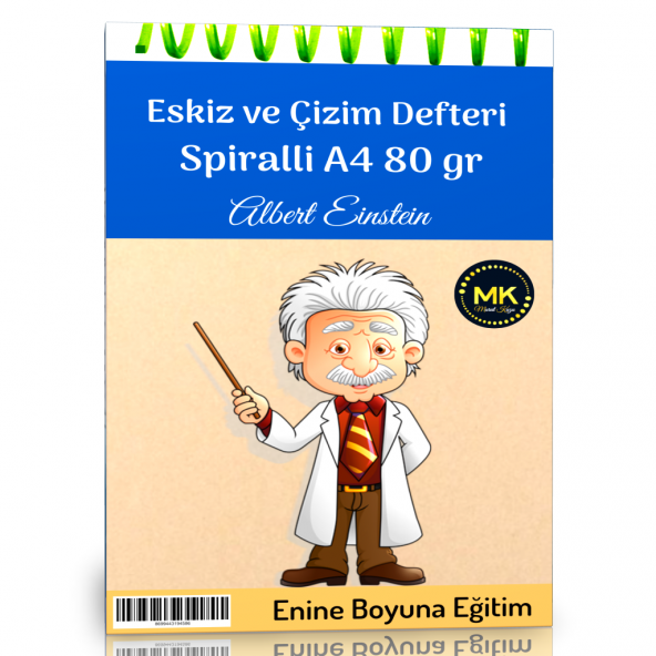 Einstein Temalı Eskiz ve Çizim Defteri Kraft Spiralli 100 Sayfa A4 80 gr