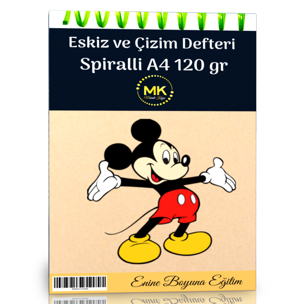 Çizgi Film Temalı Eskiz ve Çizim Defteri Kraft Spiralli 100 Sayfa A4 80 gr