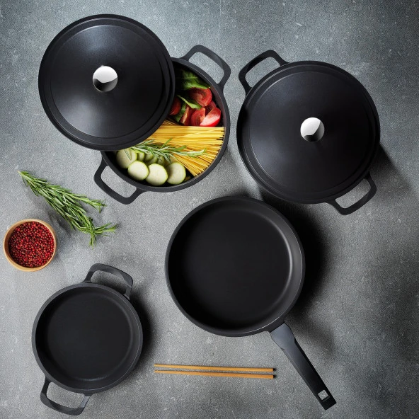 Schafer Pro Cast Döküm Derin Tencere 28 Cm-Siyah - 3