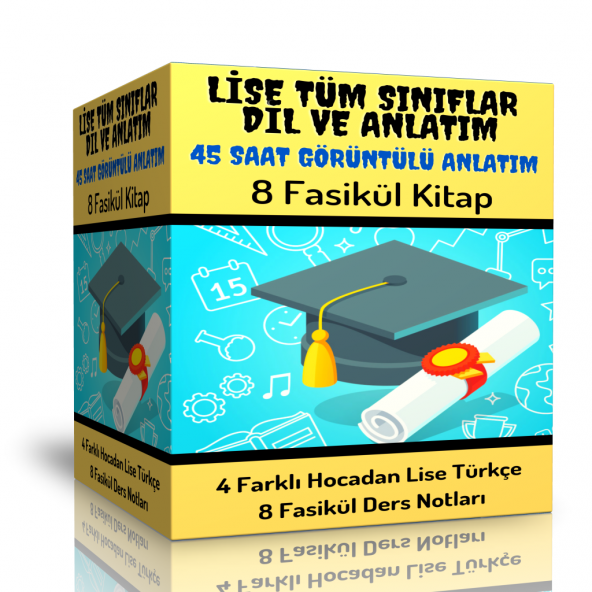 LİSE Türkçe Görüntülü Eğitim Seti (45 Saat Anlatım ve 8 Fasikül Kitap)