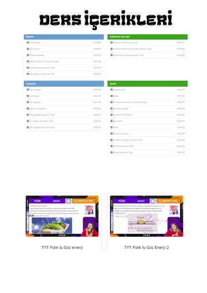 TYT Fizik Online Görüntülü Eğitim Seti - 4