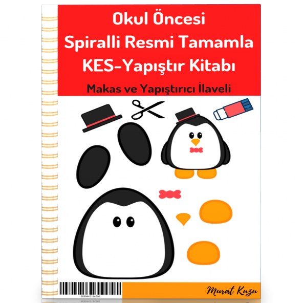 Okul Öncesi Spiralli Resmi Tamamla Kes Yapıştır Kitabı
