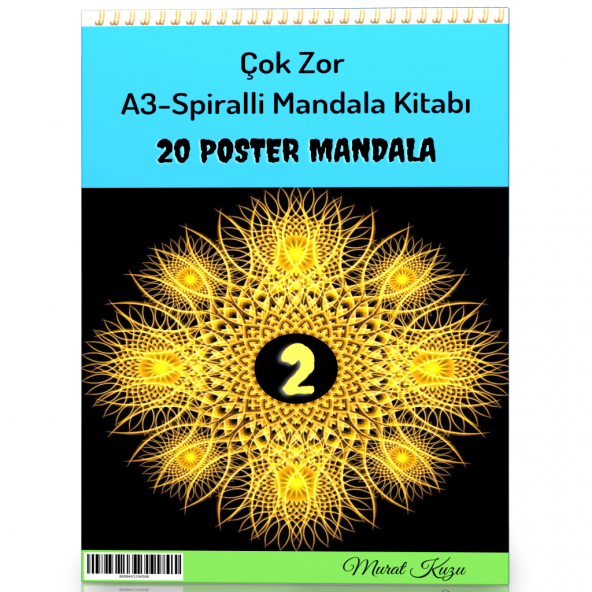 A-3 Spiralli Çok Zor Mandala Kitabı-2 (20 Poster Mandala)