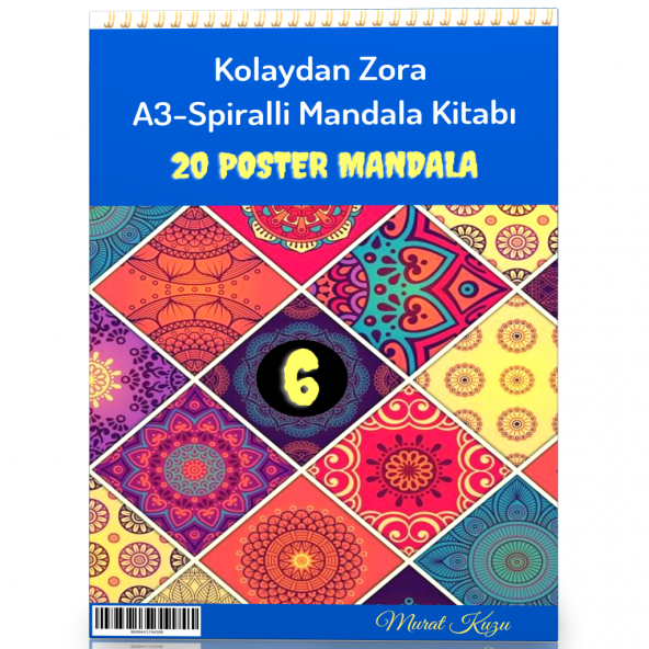 A-3 Spiralli Kolaydan Zora Mandala Kitabı-6 (20 Poster Mandala)