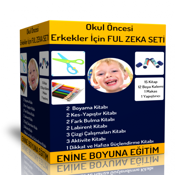 Okul Öncesi Erkekler Çocukları İçin Ful Zeka Seti (15 Kitap)