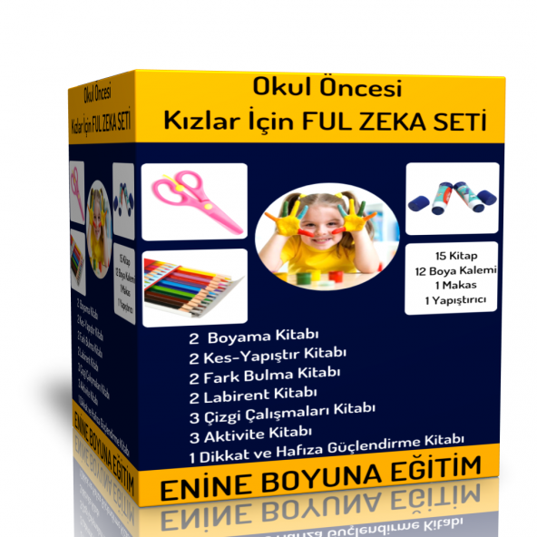 Okul Öncesi Kızlar Çocukları İçin Ful Zeka Seti (15 Kitap)