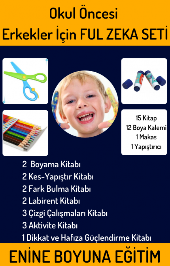 Okul Öncesi Erkekler Çocukları İçin Ful Zeka Seti (15 Kitap) - 2