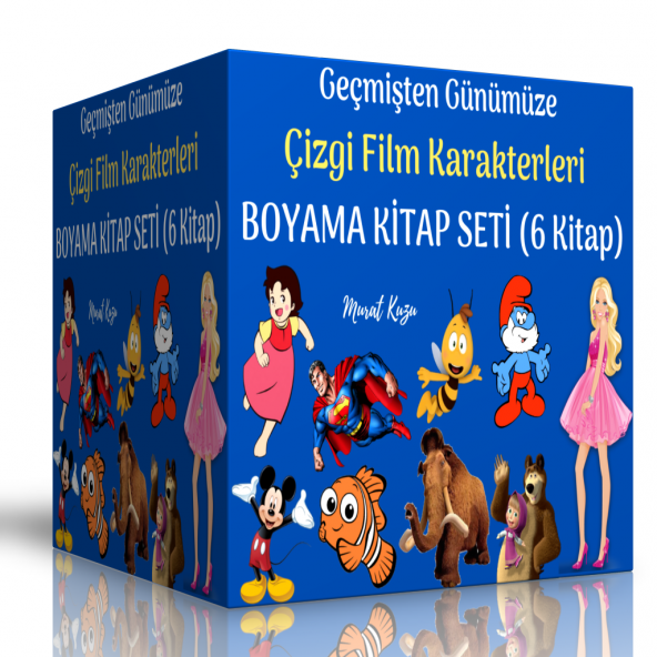 Geçmişten Günümüze Çizgi Film Karakterleri Boyama Kitap Seti (6 Kitap) ürün görseli 1