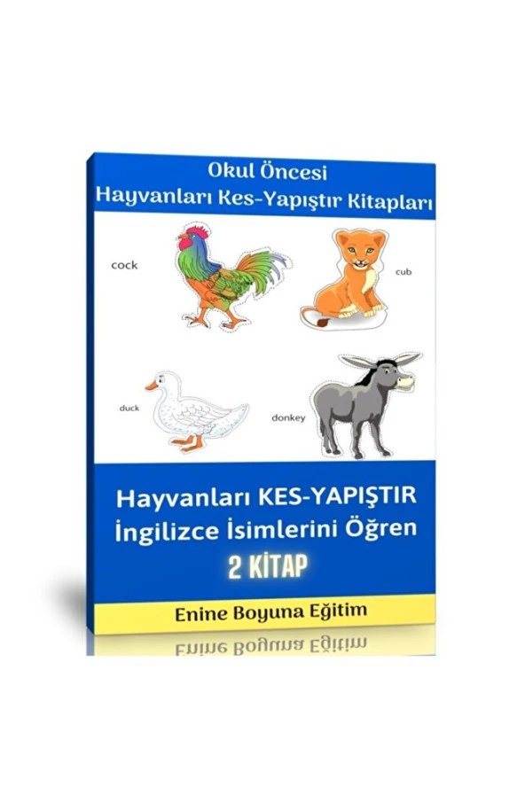 Okul Öncesi Hayvanları Kes Yapıştır Etkinlik Kitap Seti ürün görseli 1