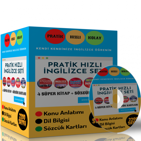Pratik Hızlı İngilizce Eğitim Seti (4 Süper Kitap ve Kelime Kartları)