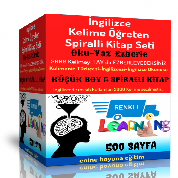 İngilizce Kelime Öğreten Kitap Seti (Küçük BOY 5 Spiralli Kitap)
