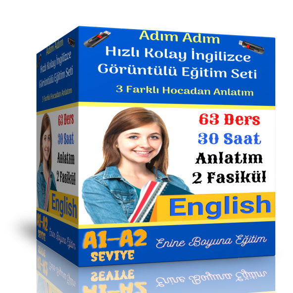 Adım Adım Hızlı Kolay İngilizce Görüntülü Eğitim Seti (63 Video Ders ve 2 Fasikül Kitap)