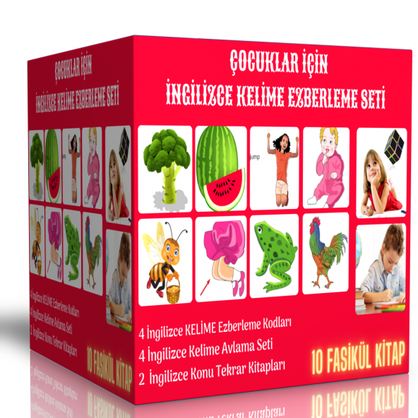 Çocuklar İçin İngilizce Kelime Ezberleme Seti (10 Fasikül Kitap)