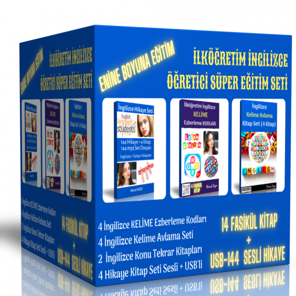 İlköğretim İngilizce Öğreten Süper Eğitim Seti (14 Kitap 144 Sesli Hikaye USB)