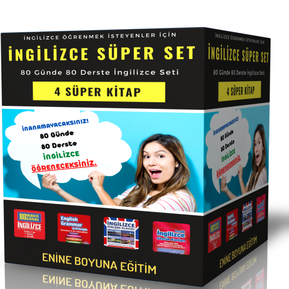 İngilizce Süper Set - 80 Günde 80 Derste İngilizce Seti (4 Kitap)