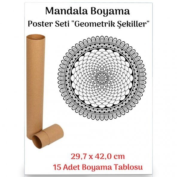 Mandala Poster Tablosu Geometrik Şekiller 15 Adet (30 cm x42 cm)