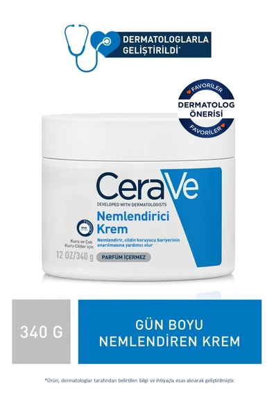 CERAVE Nemlendici Krem Kuru Ciltler Seramid ve Hyalüronik Asit İçerikli Yüz Vücut 340gr 3337875597227