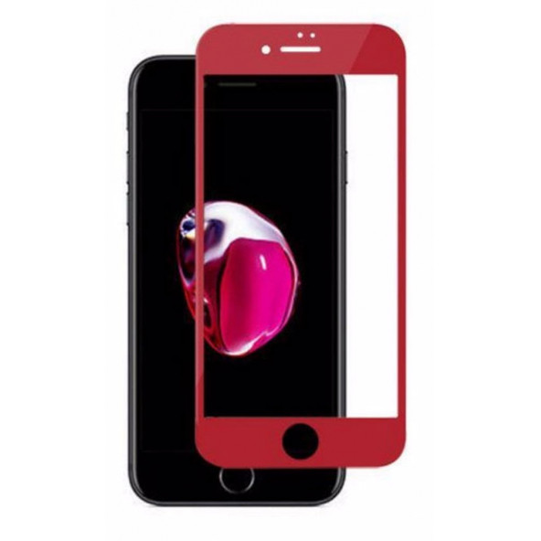 Apple İphone 7-8 Kırmızı Ekranı Tam Kaplayan 5D Cam Ekran Koruyucu