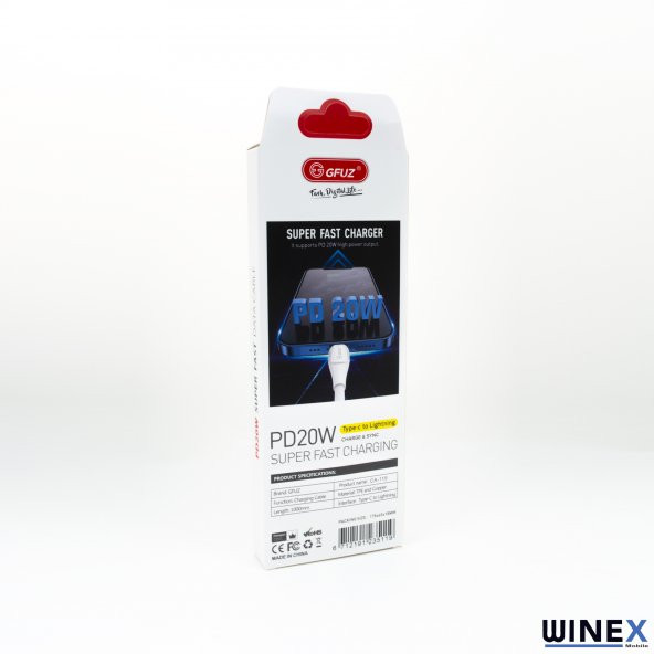 Winex CA119 3A PD20 Type-C to Lightning Data ve Hızlı Şarj Kablosu Beyaz - 5
