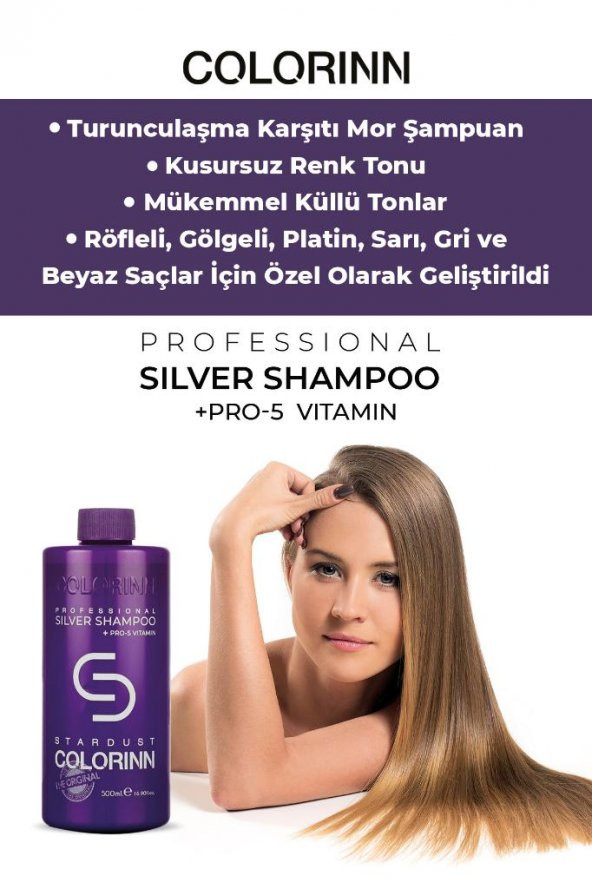 Colorinn Stardust Silver Mor Şampuan 500 ML - 2