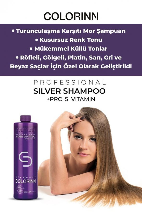 Colorinn Stardust Silver Mor Şampuan 1000 ML - 2