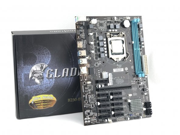 Esonic B250 Intel Celeron G3900 12 PCI DDR4 1151 Mining Anakart + 8 GB DDR4 Ram + Fan