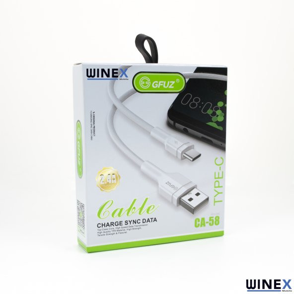 Winex CA58 2.4A UsbA to Type-C Data ve Hızlı Şarj Kablosu Siyah - 4