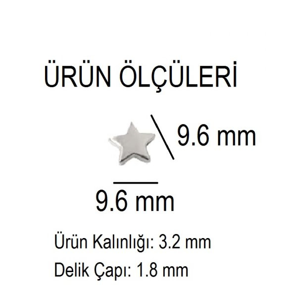 12 Adet Nikel Vernikli Döküm Yıldız Boncuk Yıldız Takı Ucu Takı Malzemesi - 3