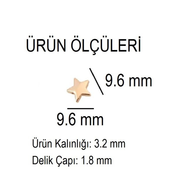 12 Adet Altın Renk Vernikli Döküm Yıldız Boncuk Yıldız Takı Ucu Takı Malzemesi - 3