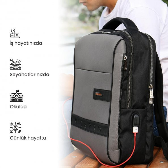 NPO Prestige 16" Smart Notebook Sırt Çantası-Gri - 7