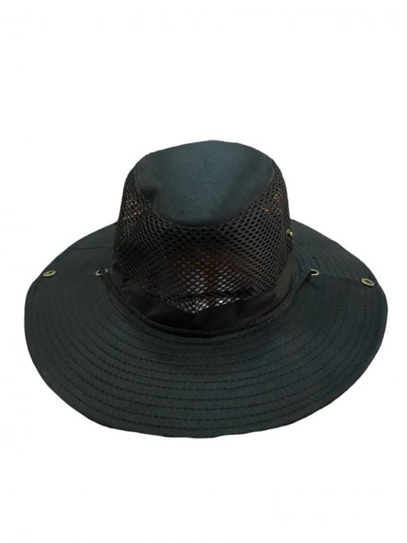 Yazlık Fileli Safari Şapka 58 cm Beden-Siyah