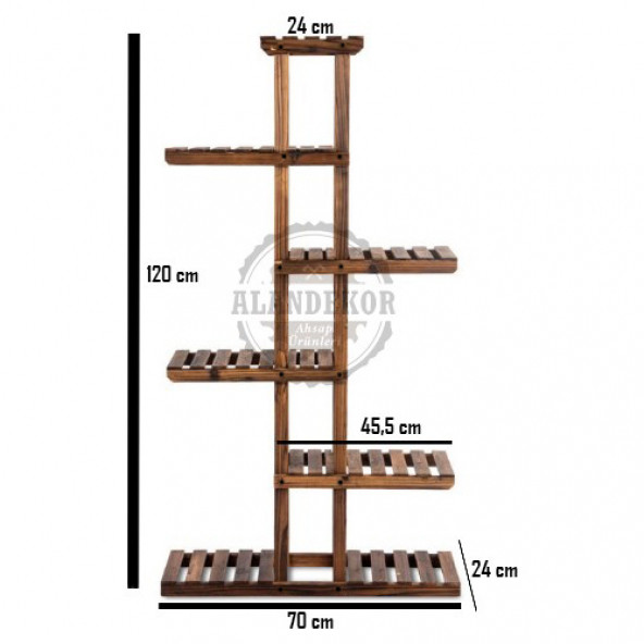 Eskitme Ceviz Rengi Ahşap Dekoratif Çiçeklik Saksılık Balkon Bahçe Standı - 4