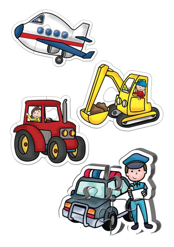 KS Baby Puzzle 4 in1 Meslekler ve Taşıtlar / Jobs and Vehicles - 2