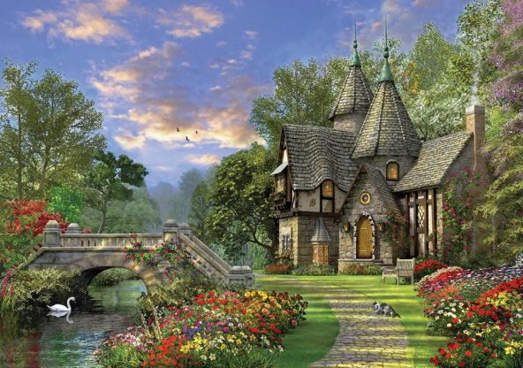 KS Puzzle 1000 Parça The Old Waterway Cottage Eski Suyolu Kır Evi - 2
