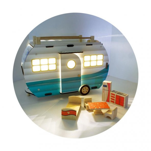 ÇG95 Ahşap Karavan Turkuaz -Okutan - 2