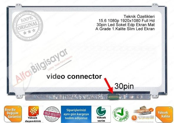 Asus X541U, X541UA, X541UV uyumlu Full Hd 1080p Ekran Lcd Panel 15.6 30 pin Slim Led - 4