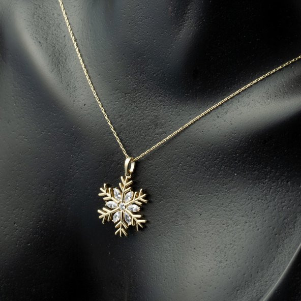 14 Ayar Altın Kar Tanesi Kolye - Resim 2
